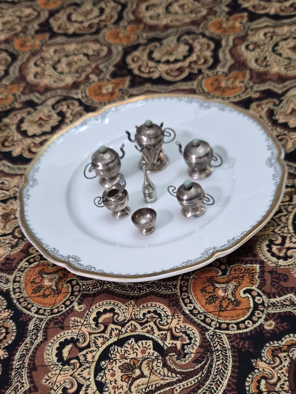 Miniature Silver Tea Set for Dolls - Silver